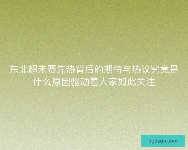东北超未赛先热背后的期待与热议究竟是什么原因驱动着大家如此关注 东北超未赛先热背后的期待与热议究竟是什么原因驱动着大家如此关注